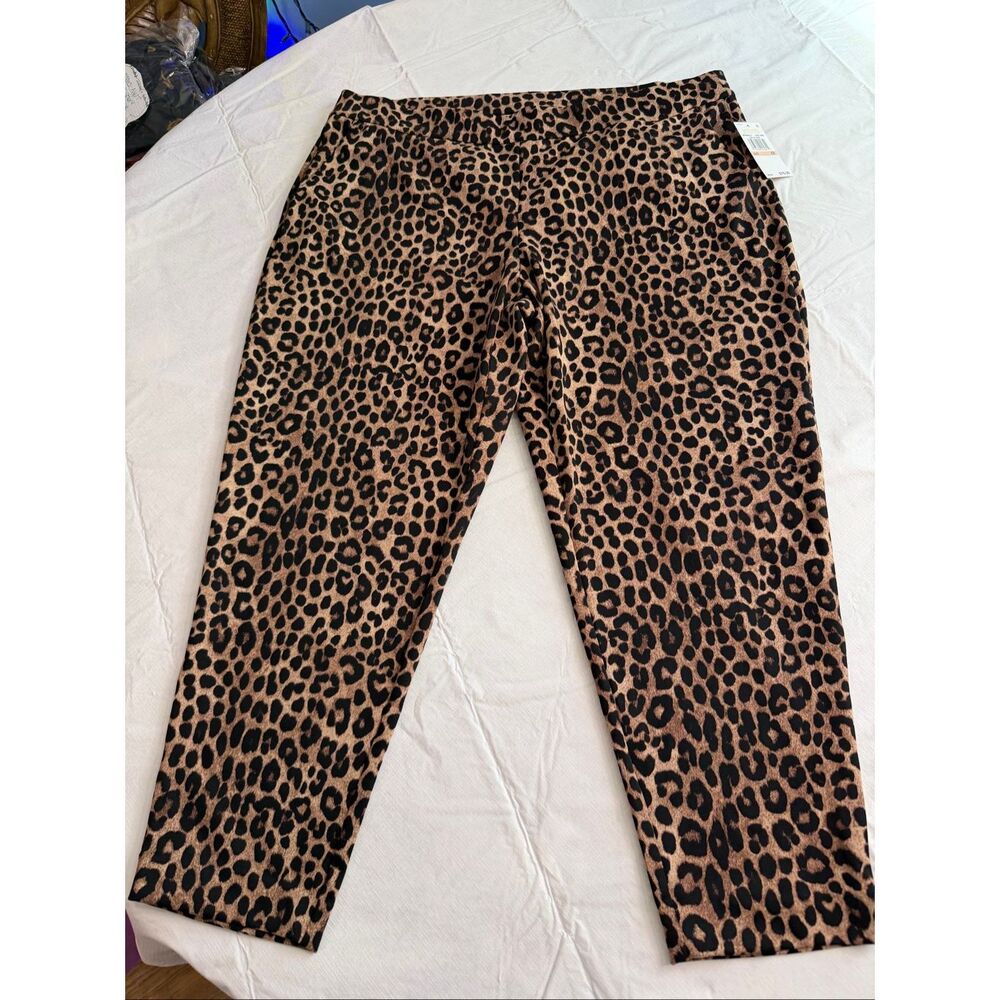 NWT Michael Kors Leopard Stretch Pants Plus Size 2X New